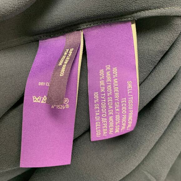 RALPH LAUREN Size 6 Navy Silk Solid Slits Long Skirt - Picture 6 of 8